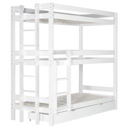 Lit Superposé Triple 90x200 en Bois Blanc