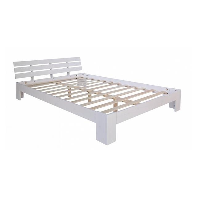 Futon lit double 140x200 lit en bois blanc