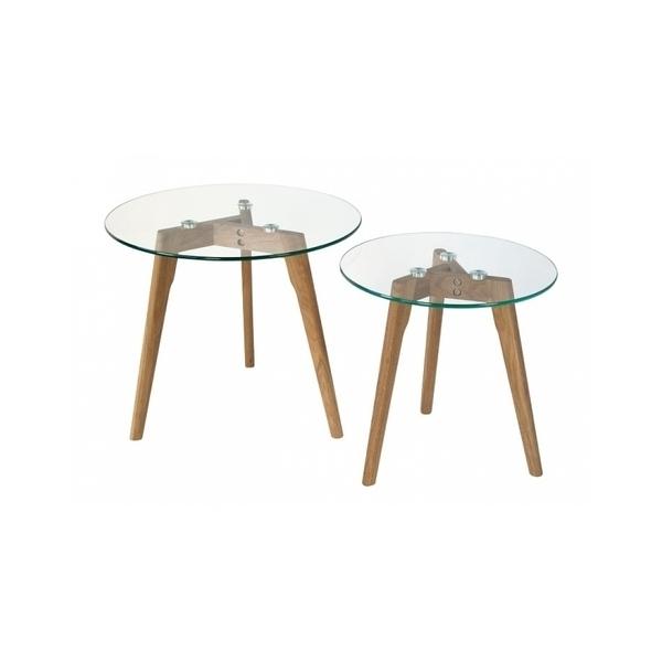 2 Tables basses rondes en verre