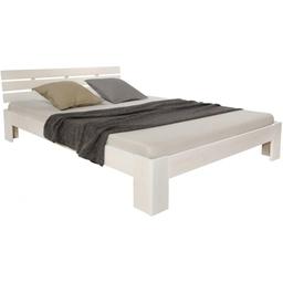 Lit double en bois massif 180x200cm blanc pin lit futon a lattes