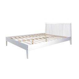 Lit double en bois massif 140x200cm blanc pin lit futon a lattes