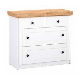 Commode Chêne Blanc en Bois Massif avec 4 Tiroirs Sideboard