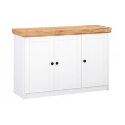 Commode Chêne Mat Blanc en Bois Massif Sideboard 123 x 82 x 42