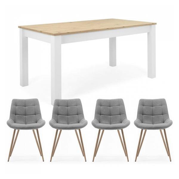 Table à manger extensible avec 4 chaises Blanc