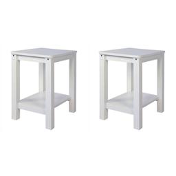 Set de 2 tabourets de table en pin massif blanc