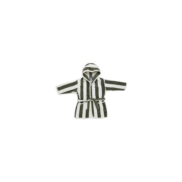 Peignoir 3-4 ans Stripe Éponge Vert Cendré GOTS