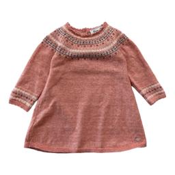 TARTINE & CHOCOLAT, Robe rose en laine avec motifs sur le col, 1