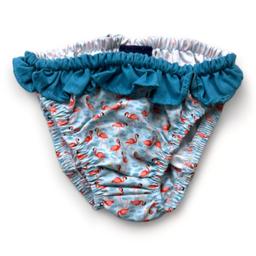 GILI'S SWIMWEAR, Culotte de bain bleue avec imprimés flamant ros