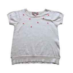 BONPOINT, T-shirt crème avec roses brodées, 8 ans