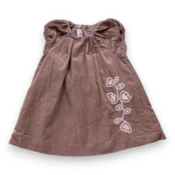 BABY DIOR, Robe marron à manches courtes avec broderies, 12 mois