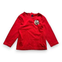 BURBERRY, T-shirt rouge à manches longues, 2 ans