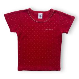 PETIT BATEAU, T shirt manches courtes rouge à pois, 4 ans