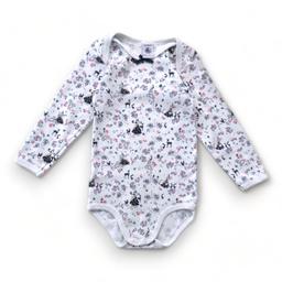 PETIT BATEAU, Body blanc à manches longues avec motifs, 2 ans