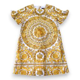 VERSACE, Robe blance à motifs jaunes, 8 ans