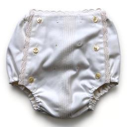 LA CHATELAINE, Bloomer blanc avec broderies, 2 ans