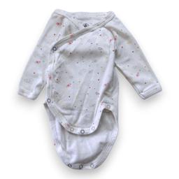 PETIT BATEAU, Body blanc avec imprimés à manches longues, 1 mois