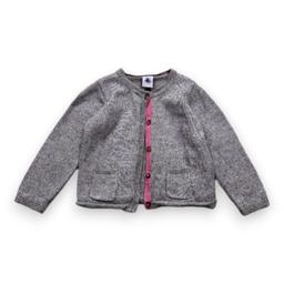 PETIT BATEAU, Cardigan gris en laine, 2 ans