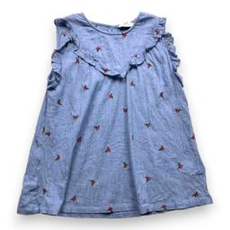 CYRILLUS, Blouse bleue avec fleurs brodées, 12 ans