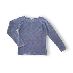 BONPOINT, Pull fin en lin gris/bleu, 6 ans