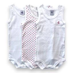 PETIT BATEAU, Lot de 3 bodies débardeurs, 12 mois