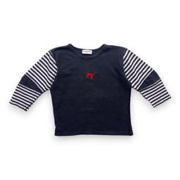 SONIA RYKIEL, T shirt noir à manches rayées, 6 ans