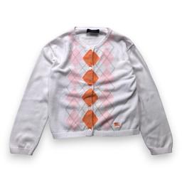 BURBERRY, Cardigan blanc à carreaux roses et oranges, 6 ans