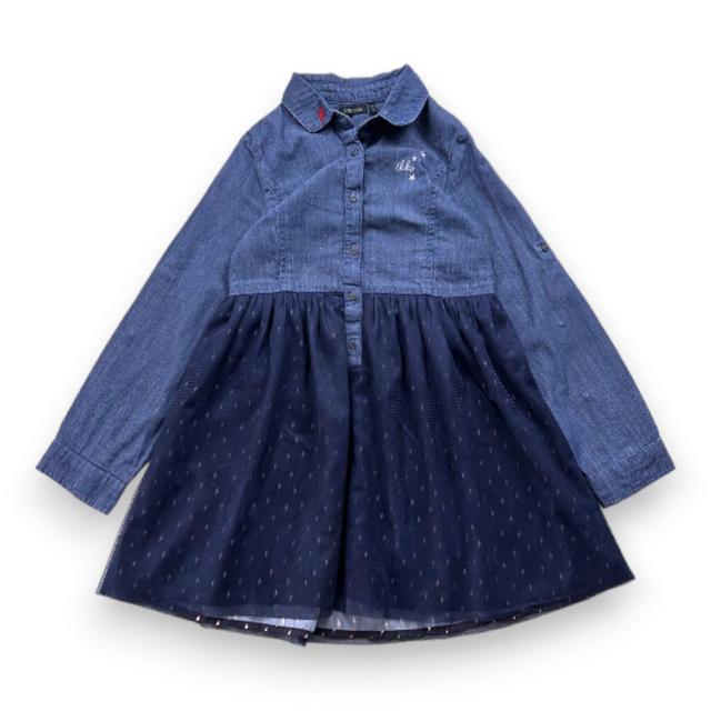 IKKS, Robe bleue effet chemise et jupe en tulle, 6 ans