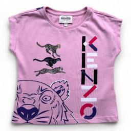 KENZO, T-shirt rose avec imprimés, 4 ans