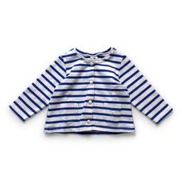 PETIT BATEAU, Cardigan bleu et blanc à rayures, 12 mois