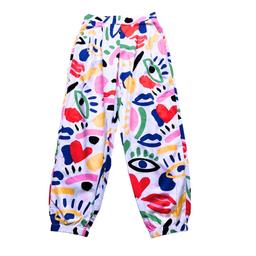 STELLA MCCARTNEY, Pantalon blanc avec imprimés multicolors neuf,