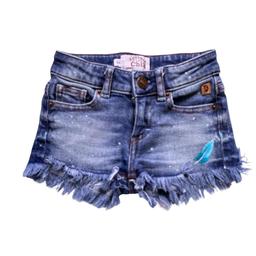 SUNCHILD, Short en jean bleu avec plume brodée, 2 ans