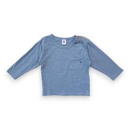 PETIT BATEAU, T shirt manches longues bleu/gris, 2 ans