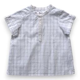 BONPOINT, Blouse à manches courtes blanche à carreaux, 3 ans