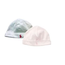 RALPH LAUREN, Lot de 2 bonnets en coton, 6 mois