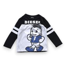 DIESEL, T-shirt à manches longues noir et blanc avec imprimés, 3