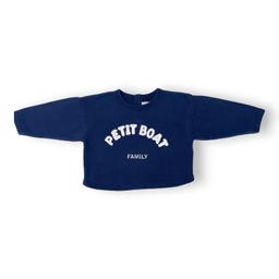 PETIT BATEAU, Sweat bleu marine "Petit Boat family", 2 ans