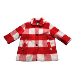 MAAN, Manteau en laine à carreaux rouge et blanc, 4 ans