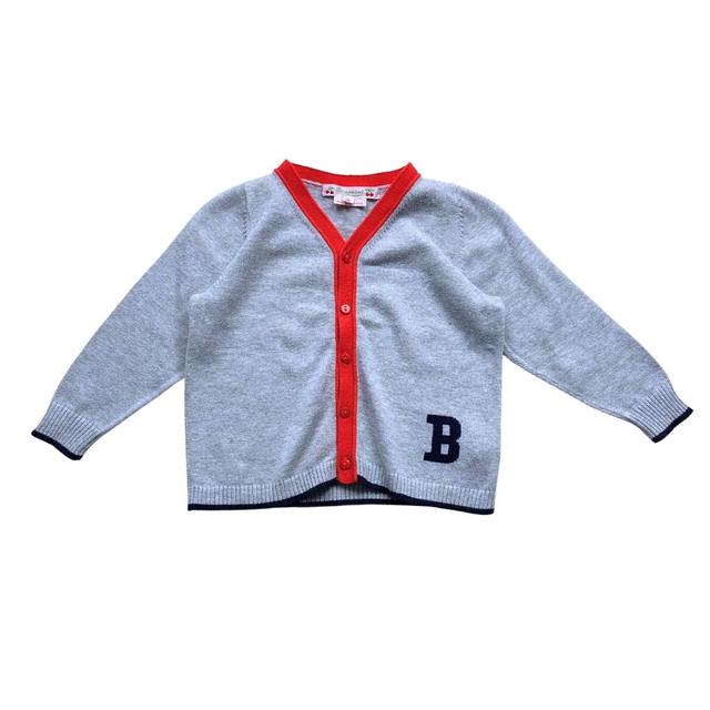 BONPOINT, Cardigan gris bleu et orange, 2 ans