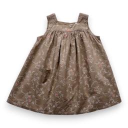 BONPOINT, Robe marron à fleurs et avec perles et broderies, 12 m