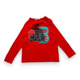 BONPOINT, T-shirt rouge à manches longues avec imprimé, 3 ans