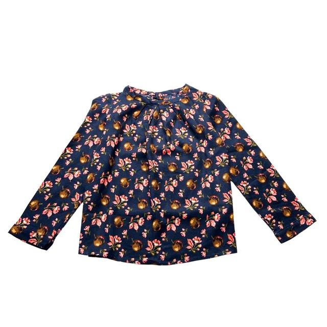 BONPOINT, Blouse bleu marine à fleurs roses- 8 ans