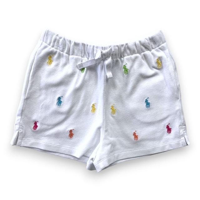 RALPH LAUREN, Short blanc logos brodés colorés, 6 ans