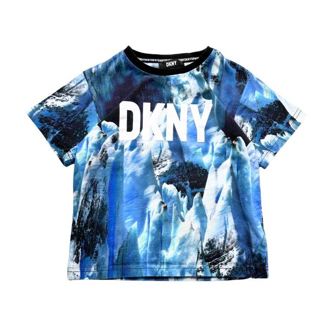 DKNY, T-shirt bleu avec imprimés, 6 ans