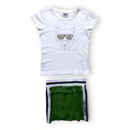 KARL LAGERFELD, Ensemble t shirt blanc et jupe verte, 6 ans