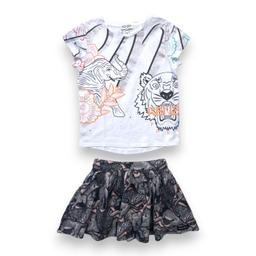 KENZO, Ensemble t shirt jupe à motifs jungle, 6 ans