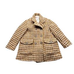 BONPOINT, Manteau en laine marron et blanc neuf, 6 ans