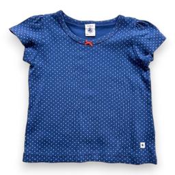 PETIT BATEAU, T-shirt bleu à pois, 2 ans