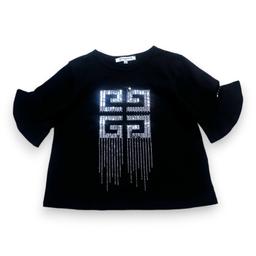 GIVENCHY, T-shirt noir manches courtes avec strass, 8 ans