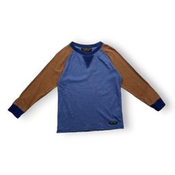 FINGER IN THE NOSE, T shirt manches longues bleu et marron, 6/7