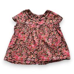 BONPOINT, Blouse marron à fleurs roses, 2 ans